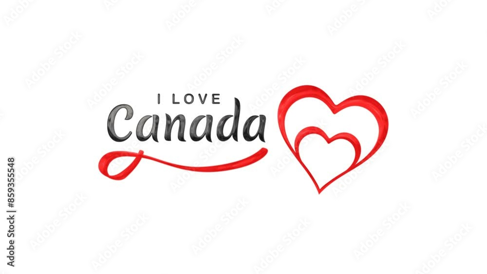 I Love Canada Text Animation. Great for I Love Canada Celebrations, for banner, social media feed wallpaper stories.