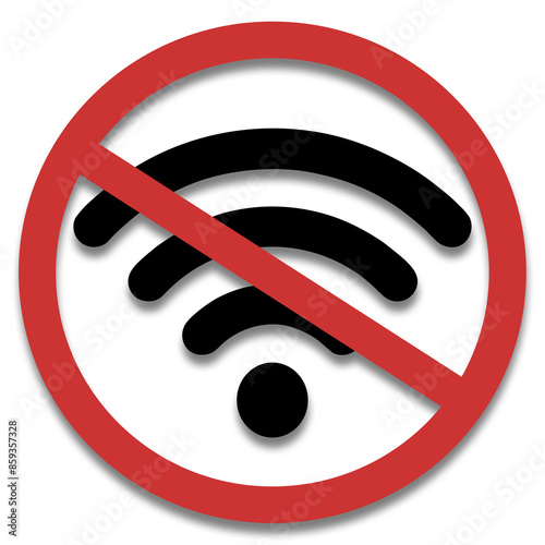 Symbol wifi interdit ou connection sans fil à Internet interdit. 