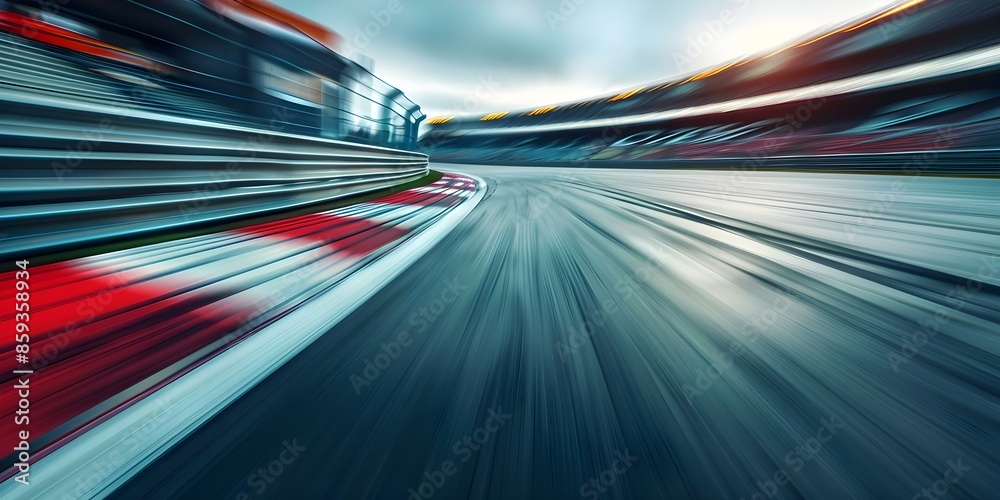 Blurred image of a highspeed race track in motion. Concept Highspeed Racing, Blurred Motion, Speed and Motion, Adrenaline Photography