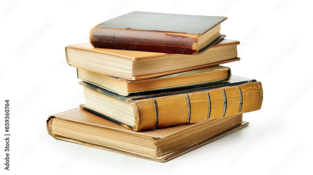 Stacked books on white background Stacked books on white background