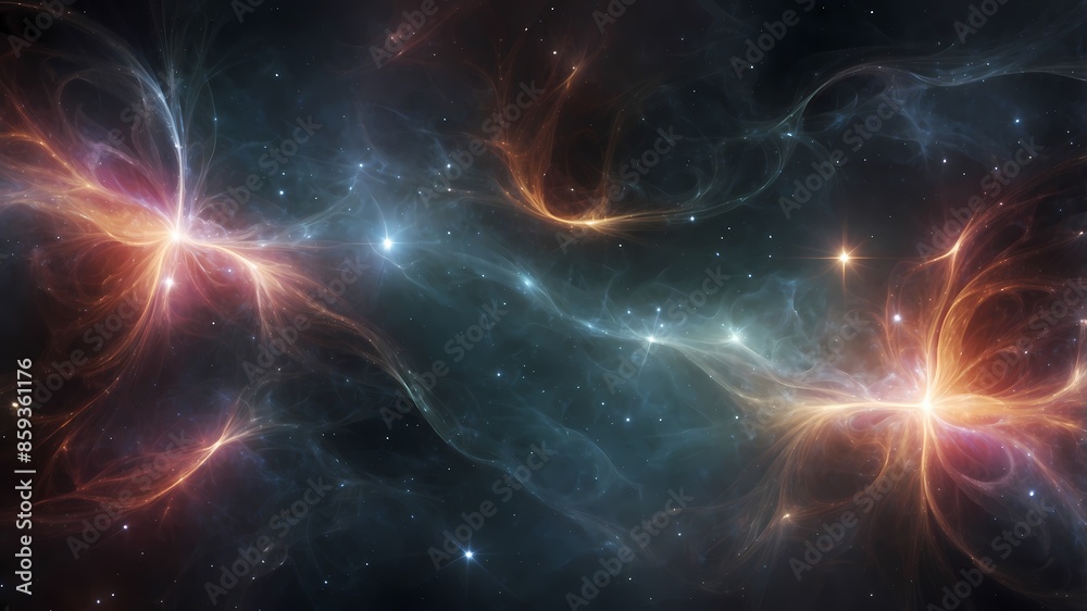 Cosmic Butterfly Nebulae Illuminated in Dark Space Cosmic Butterfly Nebulae Illuminated in Dark Space