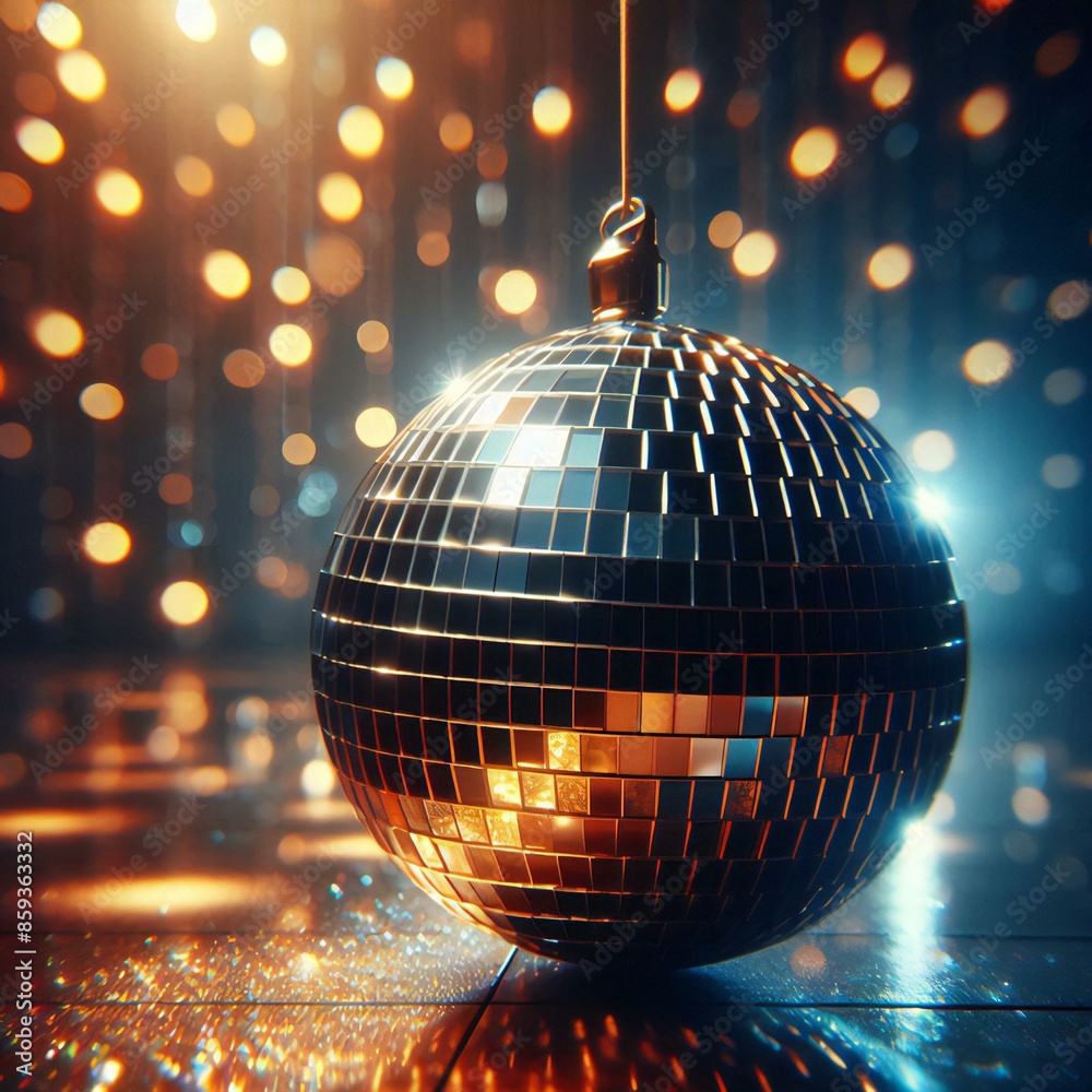 Obraz premium A disco ball with a string hanging from it.