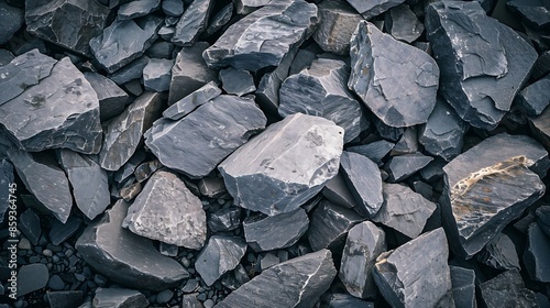 Wallpaper Mural Large gray stones or rocks lie on the ground for construction Big pile of stone or Granite paving Heap of disarranged broken old pavement tiles : Generative AI Torontodigital.ca