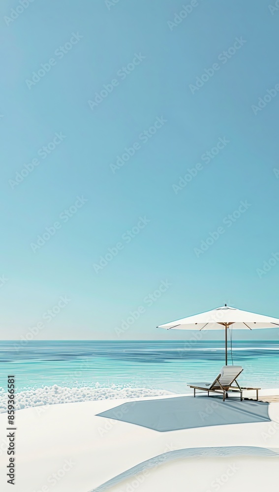 Fototapeta premium beach with umbrella and chairs