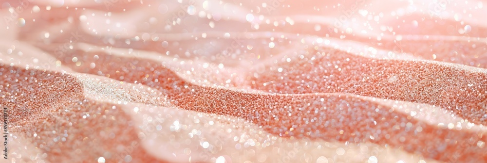 A close-up photograph of pink sand texture with delicate glitter particles, creating a soft and shimmering effect A close-up photograph of pink sand texture with delicate glitter particles, creating a soft and shimmering effect
