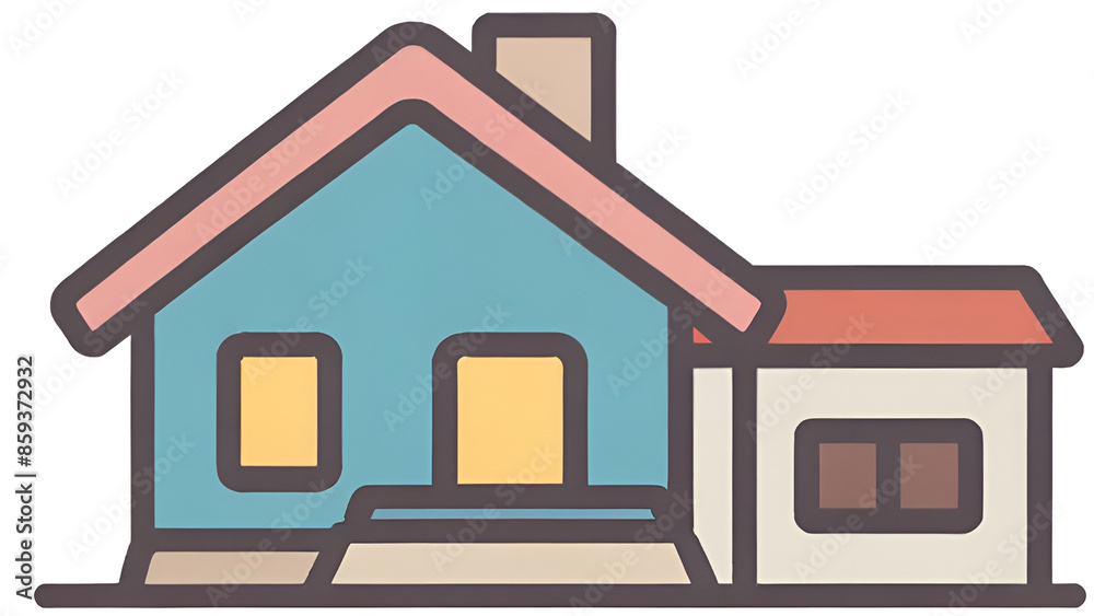 The overall design of the house is simple and inviting, featuring warm and soft colors. This type of illustration is often used as an icon or symbol in various graphic designs. The overall design of the house is simple and inviting, featuring warm and soft colors. This type of illustration is often used as an icon or symbol in various graphic designs.