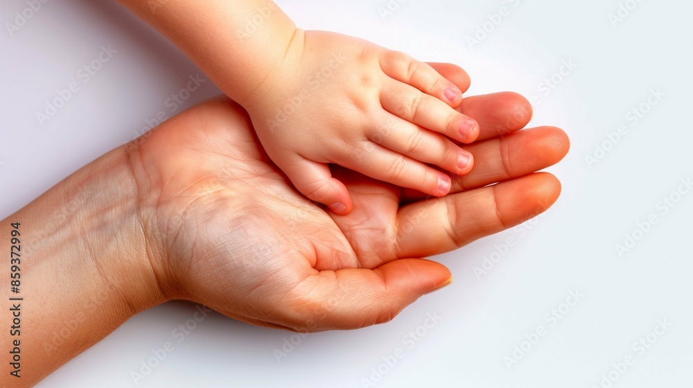 morther and baby hands isolated on white morther and baby hands isolated on white
