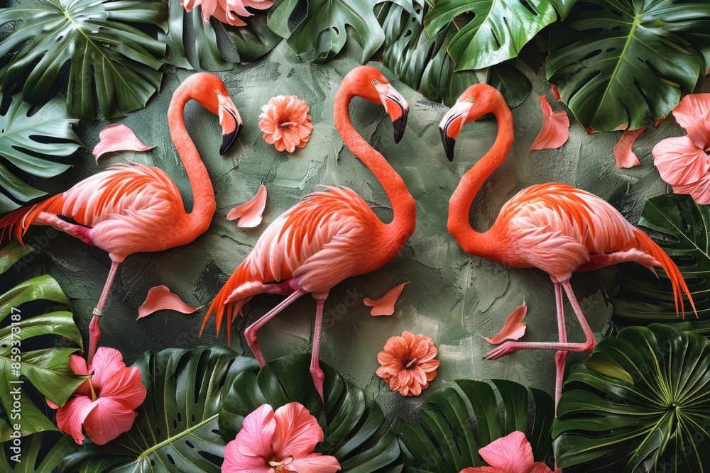 Fototapeta premium flamingo pattern. ai generated