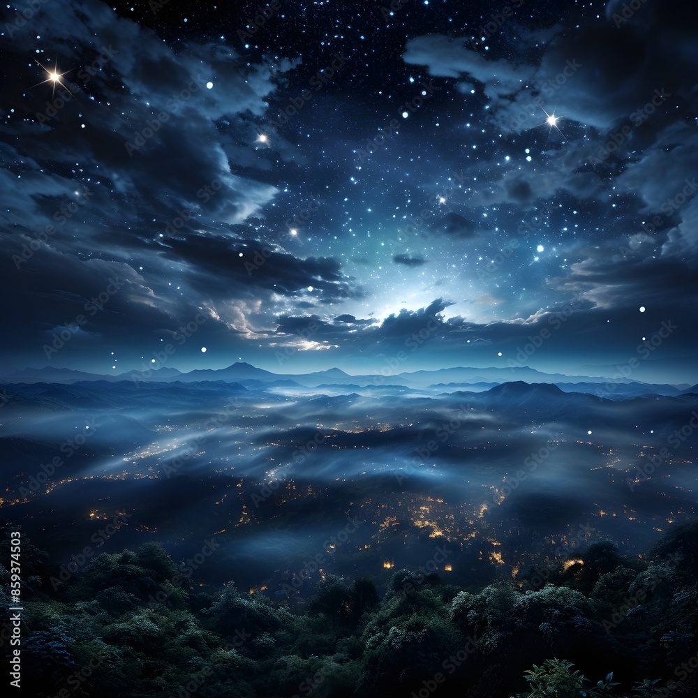 Naklejka premium sunset over the river