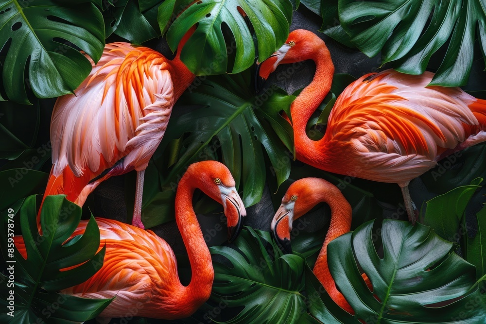 Fototapeta premium flamingo pattern. ai generated