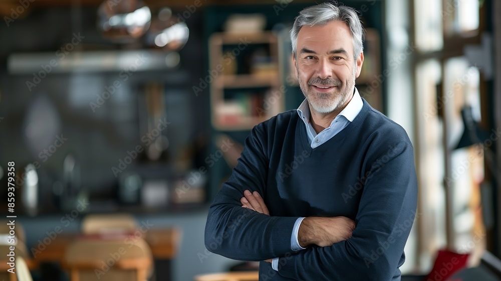 Portrait of confident businessman in business casual Happy middle aged mid adult mature age man smiling Entrepreneur in modern office : Generative AI Portrait of confident businessman in business casual Happy middle aged mid adult mature age man smiling Entrepreneur in modern office : Generative AI