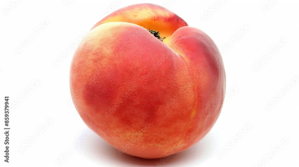 Ripe peach fruit isolated on white background cutout : Generative AI Ripe peach fruit isolated on white background cutout : Generative AI