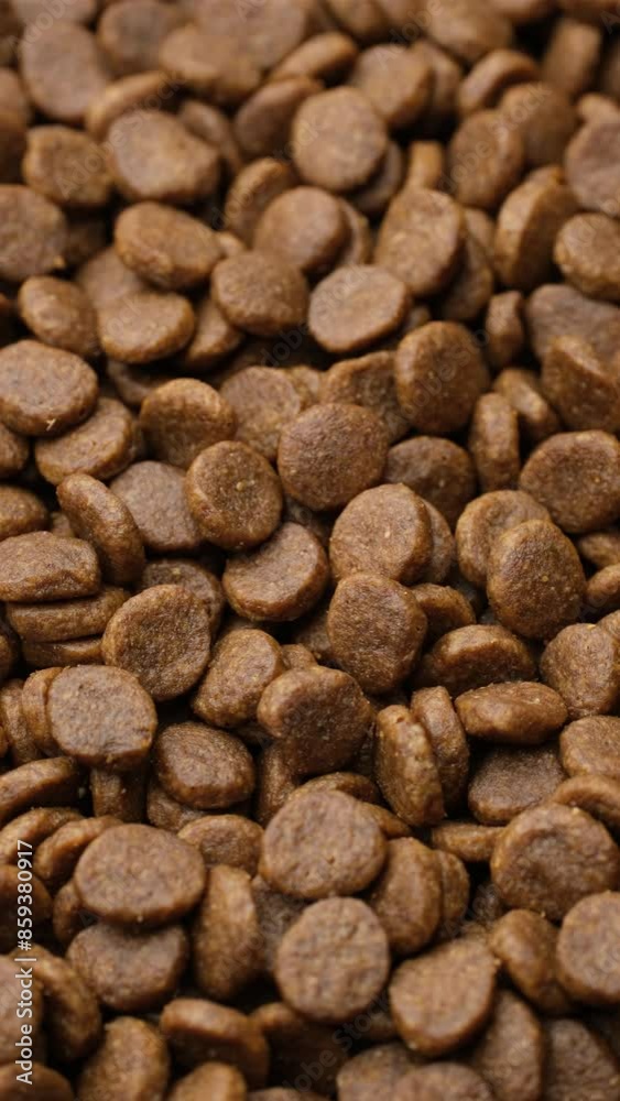 Heap of dry dog food or cat food in plate, rotation Heap of dry dog food or cat food in plate, rotation