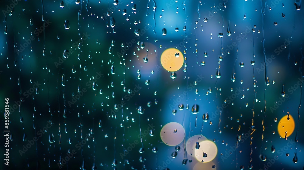 Fototapeta premium Raindrops on the window closeup blurred background : Generative AI
