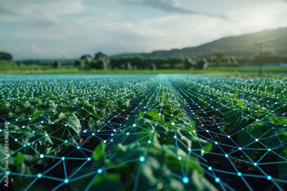 Realistic depiction of precision farming using AI to optimize crop ...