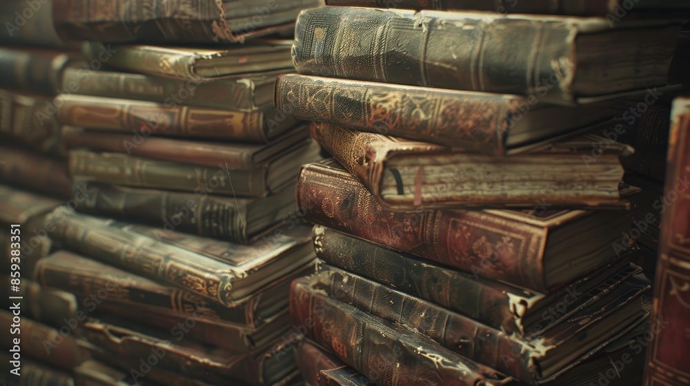 Stack of ancient reference books Stack of ancient reference books