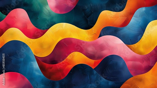 Abstract Colorful Curved Lines Art - Multicolored Waves Pattern with Vibrant Hues and Smooth Textured Background - Dynamic Fluid Motion Style Digital PaintingAbstract photo