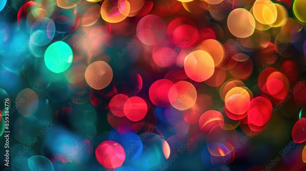 Abstract background with vibrant bokeh light circles in red, green, and blue, adding a festive touch. Abstract background with vibrant bokeh light circles in red, green, and blue, adding a festive touch.