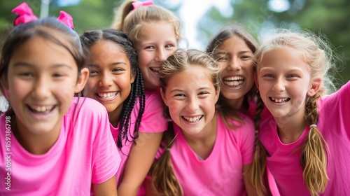 Positivity Radiates: Girls in Pink Shirts