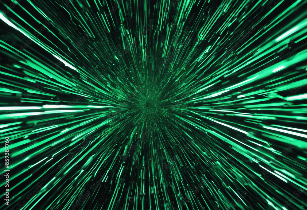 Fototapeta premium Abstract metallic green lines black cyber geometric lines