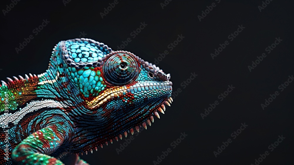 Detailed view of a chameleon on a branch Detailed view of a chameleon on a branch