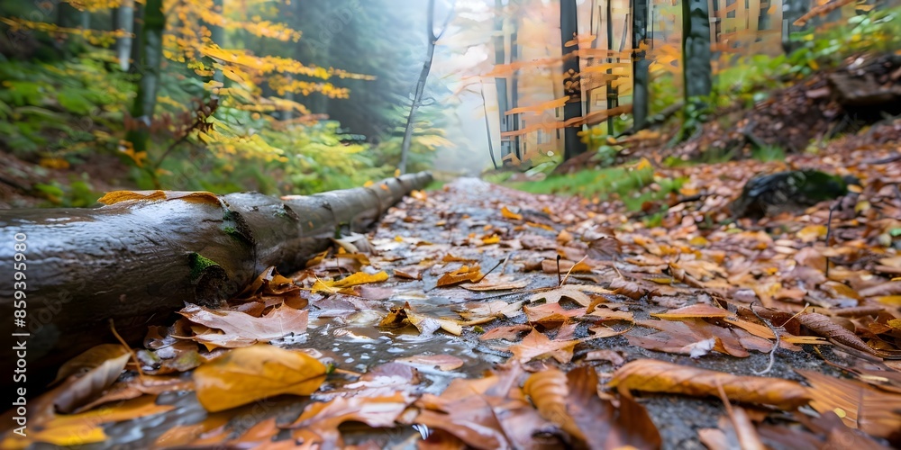 A vibrant tapestry of autumn hues wet leaves and fallen trees. Concept Fall Foliage, Nature Photography, Autumn Colors, Outdoor Adventures, Scenic Landscapes A vibrant tapestry of autumn hues wet leaves and fallen trees. Concept Fall Foliage, Nature Photography, Autumn Colors, Outdoor Adventures, Scenic Landscapes