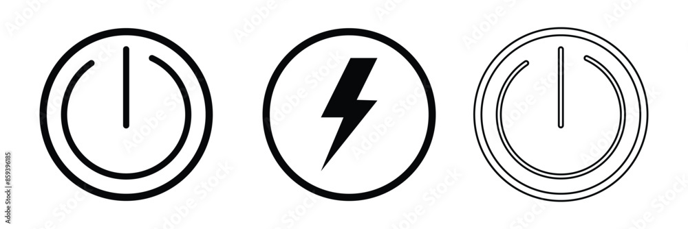Power button icon vector isolated on white background, logo concept of power button sign on white background, black filled symbol icon Power button icon vector isolated on white background, logo concept of power button sign on white background, black filled symbol icon