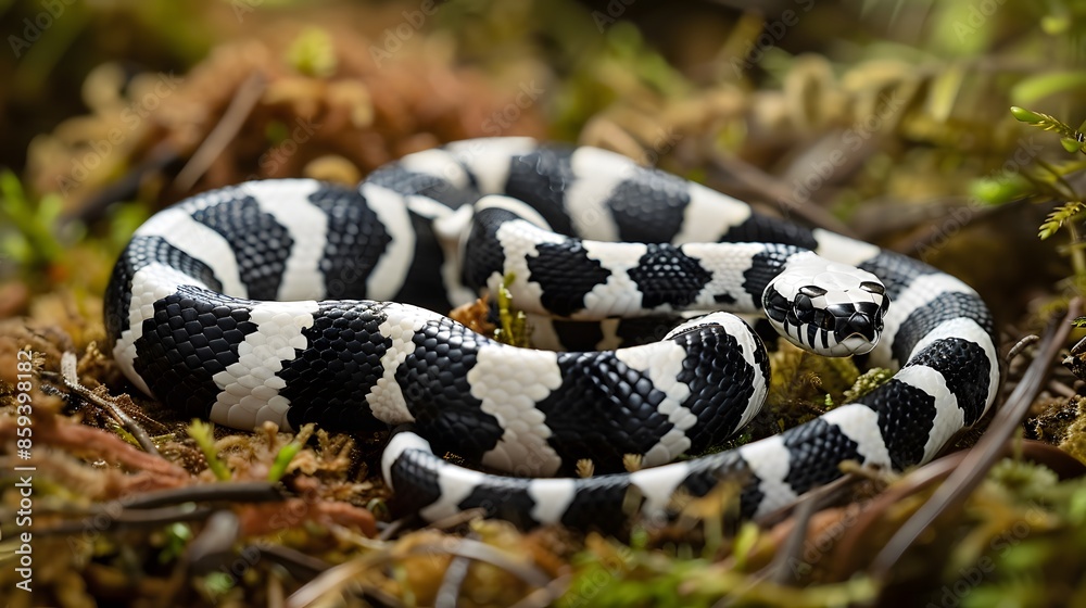 Fototapeta premium Snow eastern kingsnake, Lampropeltis getula californiae.