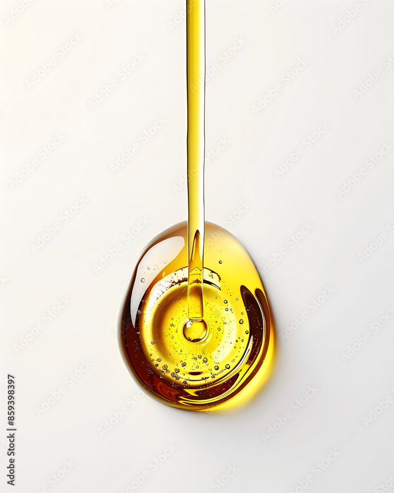 Top view of oil drop dripping isolated on white background Top view of oil drop dripping isolated on white background
