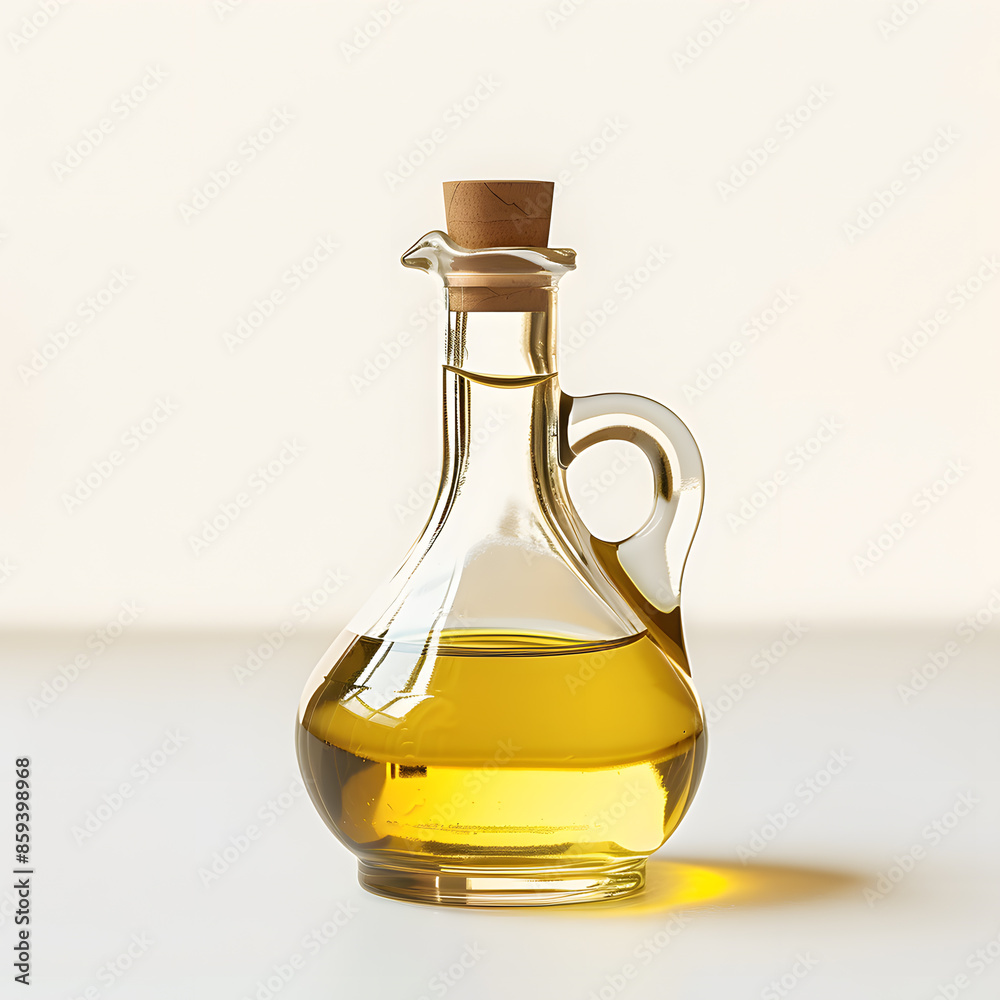 Olive oil glass bottle, isolated on white background