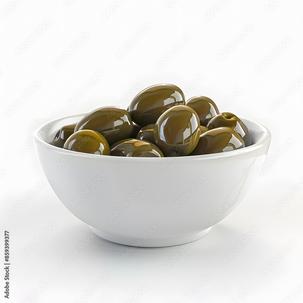 Small bowl with olives, isolated on white background Small bowl with olives, isolated on white background