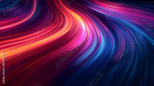 Gradient blue purple neon abstract striped technology background.