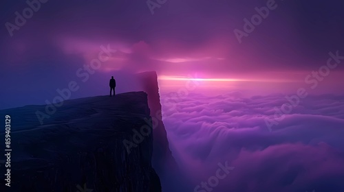 silhouette of a person standing on a rock