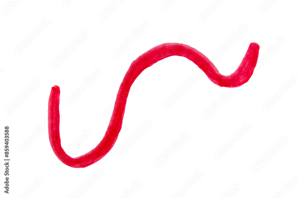 Hand drawn red marker stroke on transparent background, cut out. Design element.