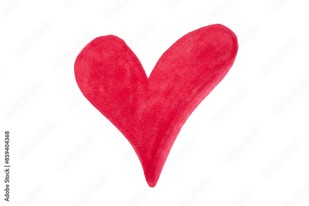 Red heart drawn with marker on transparent background Red heart drawn with marker on transparent background