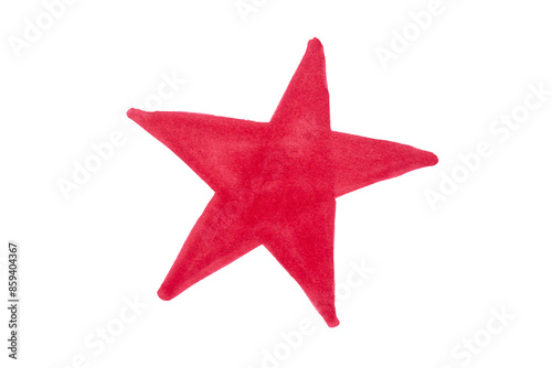 Red star drawn with marker on transparent background