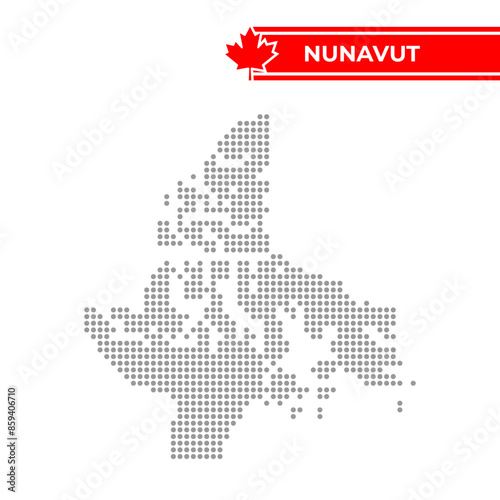 Dotted map of Nunavut Territories in Canada
