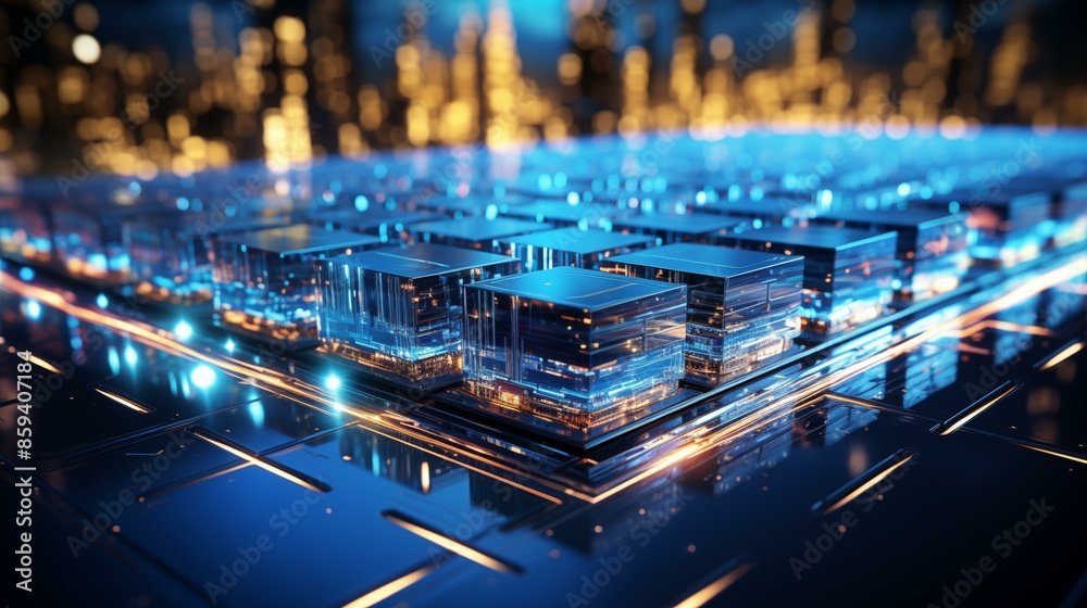 Obraz premium Powerful Servers Processing Data for AI