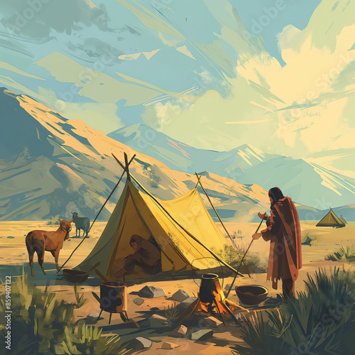 nomads  camping in the forest