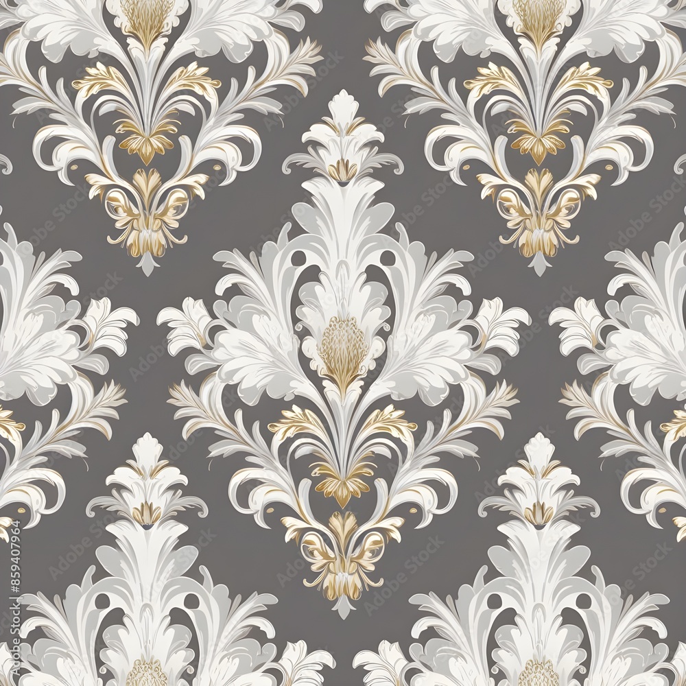 Wallpaper in the style of Baroque. Seamless vector background. White and grey floral ornament. Graphic pattern for fabric, wallpaper, packaging. Ornate Damask flower ornament Gernative AI Wallpaper in the style of Baroque. Seamless vector background. White and grey floral ornament. Graphic pattern for fabric, wallpaper, packaging. Ornate Damask flower ornament Gernative AI