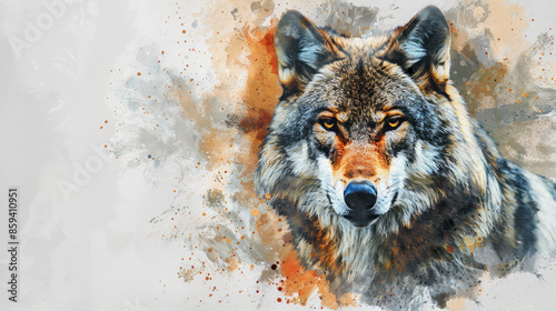 Wallpaper Mural Abstract portrait of wolf in mixed grunge colors style illustration Torontodigital.ca
