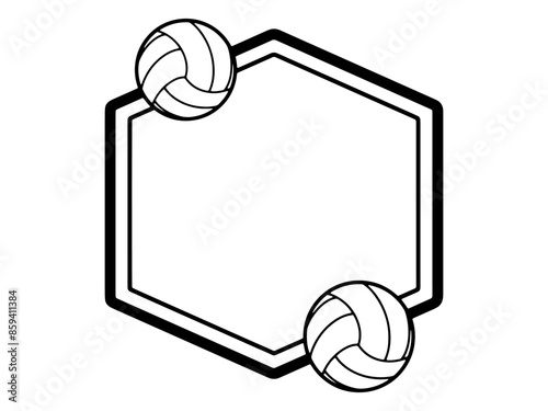 Volleyball Line Art Frame Background
