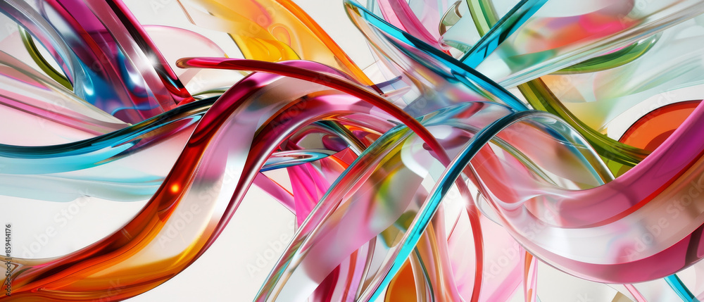 Abstract intertwining ribbons of vibrant colors creating a dynamic, flowing composition full of energy. Abstract intertwining ribbons of vibrant colors creating a dynamic, flowing composition full of energy.