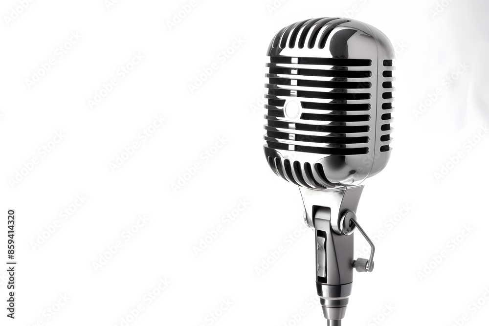 Fototapeta premium Retro style microphone isolated on white background