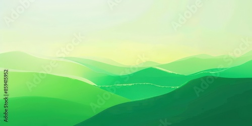 Abstract Green Landscape with Soft Hills