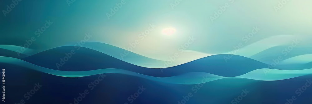 Abstract Blue and Green Waves with a Glimmering Light