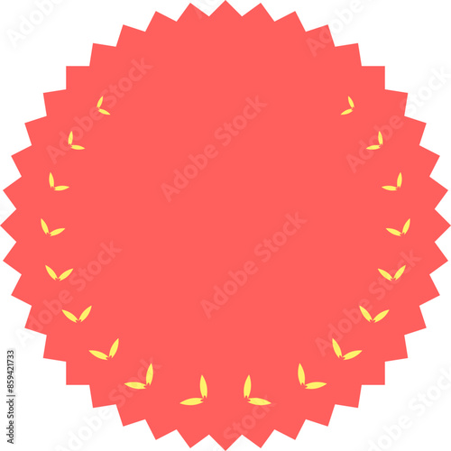 Zig zag wavy edge circle badge illustration. Blank copy space for your design 