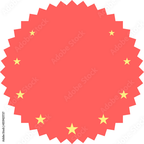 Zig zag wavy edge circle badge illustration. Blank copy space for your design 