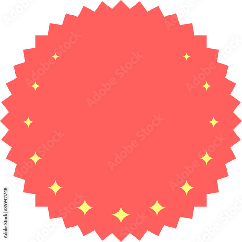 Zig zag wavy edge circle badge illustration. Blank copy space for your design 