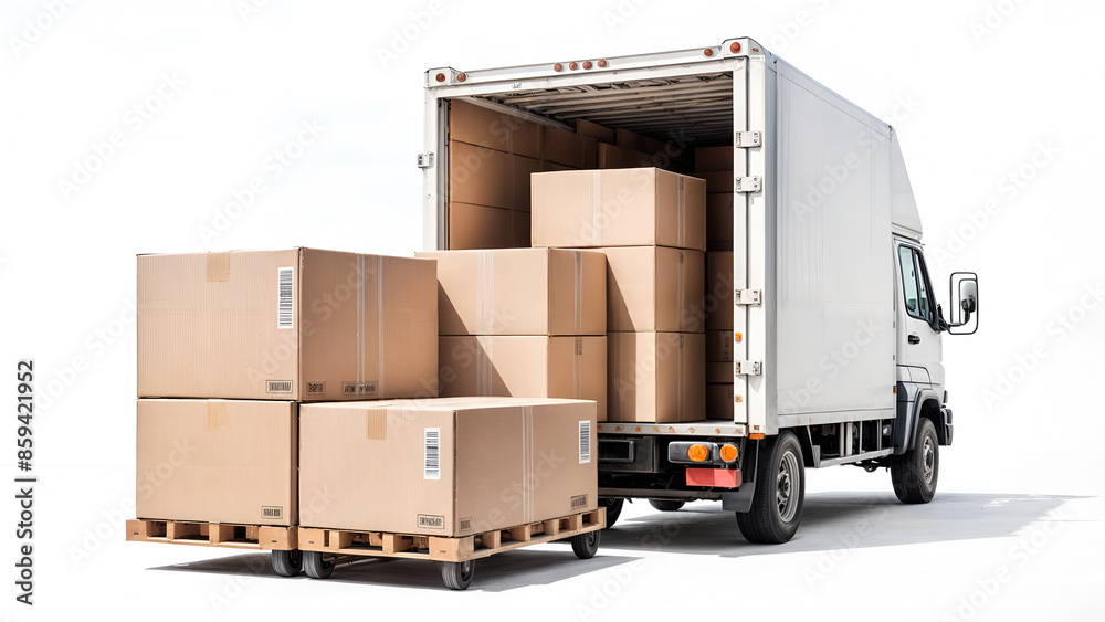 3d truck transporting goods and products. Logistics and transportation cargo vehicle 3d truck transporting goods and products. Logistics and transportation cargo vehicle